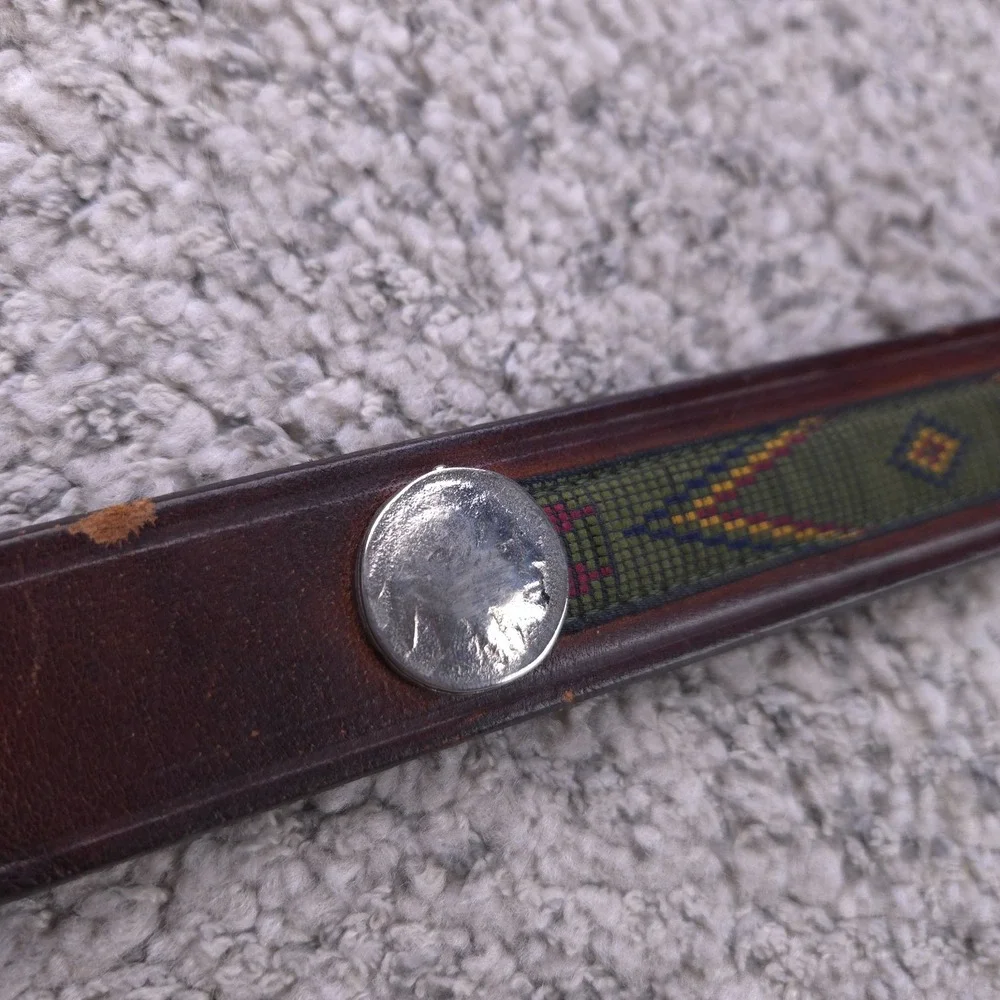 Trafalgar Belt Size 34 Geometric Woven Medallion Native American Old West Green